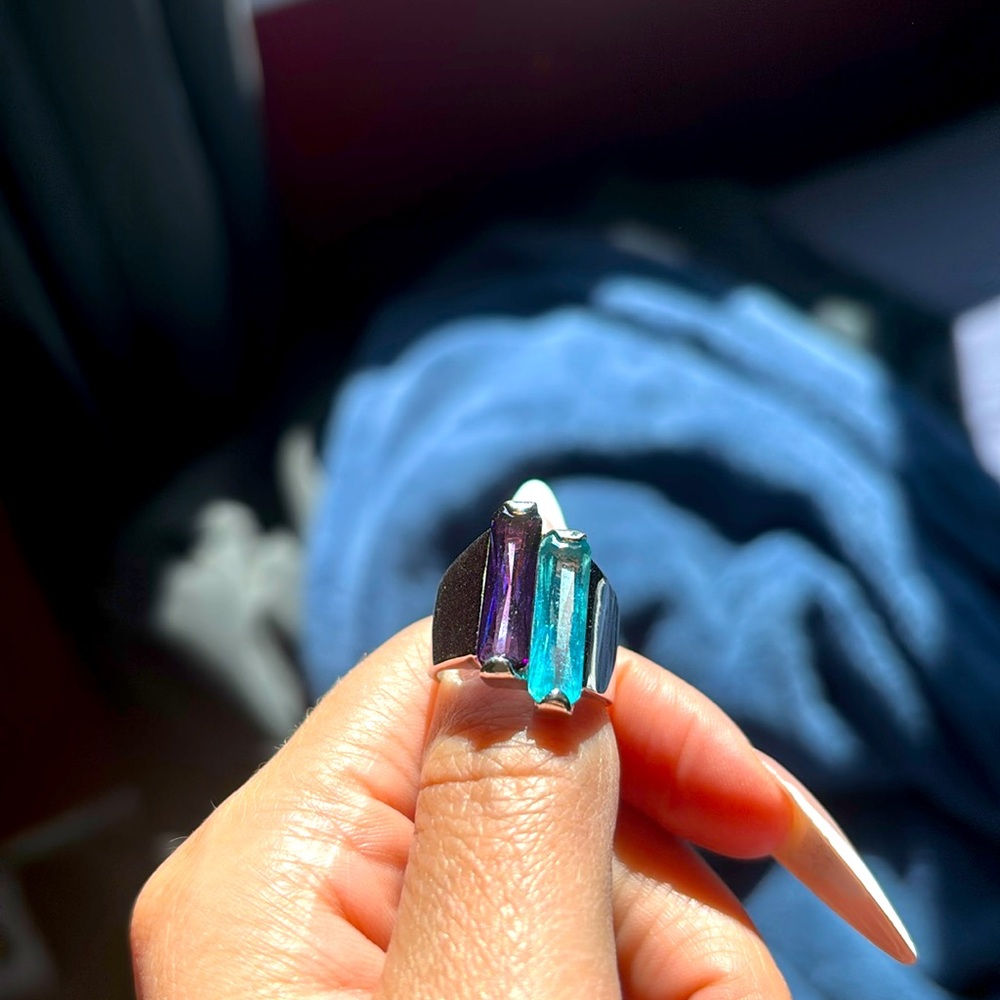 Tomboy accessory ring blue & purple stone hardly worn